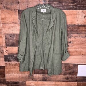 HAVE Los Angeles Since 1999 Green Roll Tab Sleeve Linen Blazer Size Large
